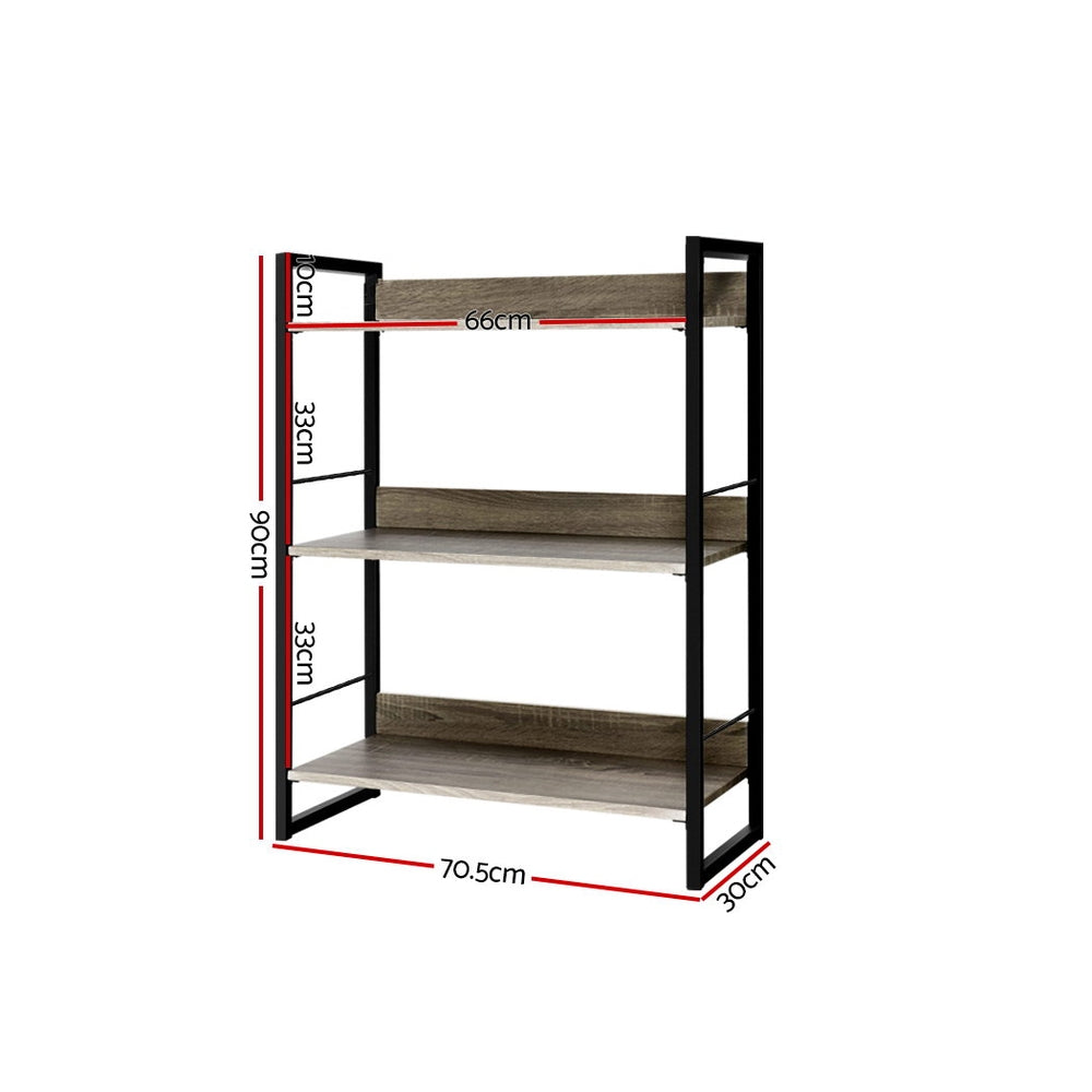 Artiss Bookshelf 3 Tiers - NOE Black and Oak - STripleB