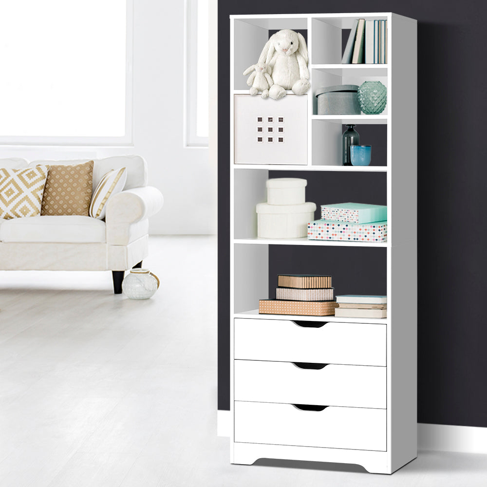 Artiss Bookshelf with Drawers - NANA White - STripleB 