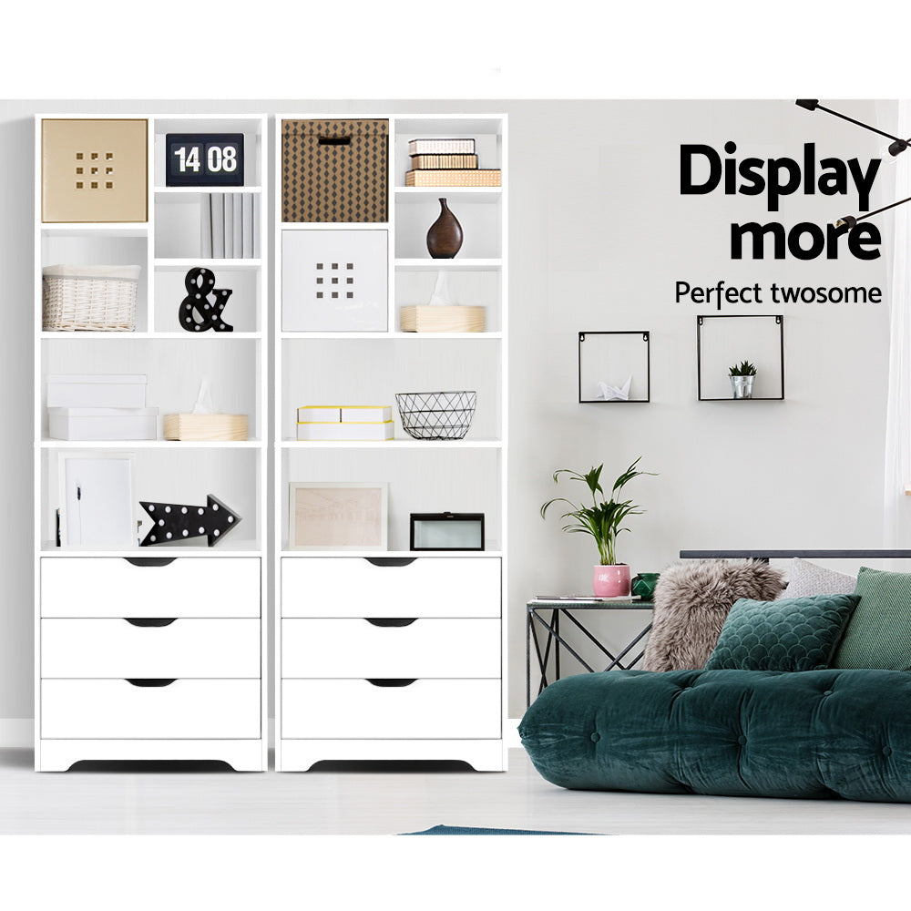 Artiss Bookshelf with Drawers - NANA White - STripleB 