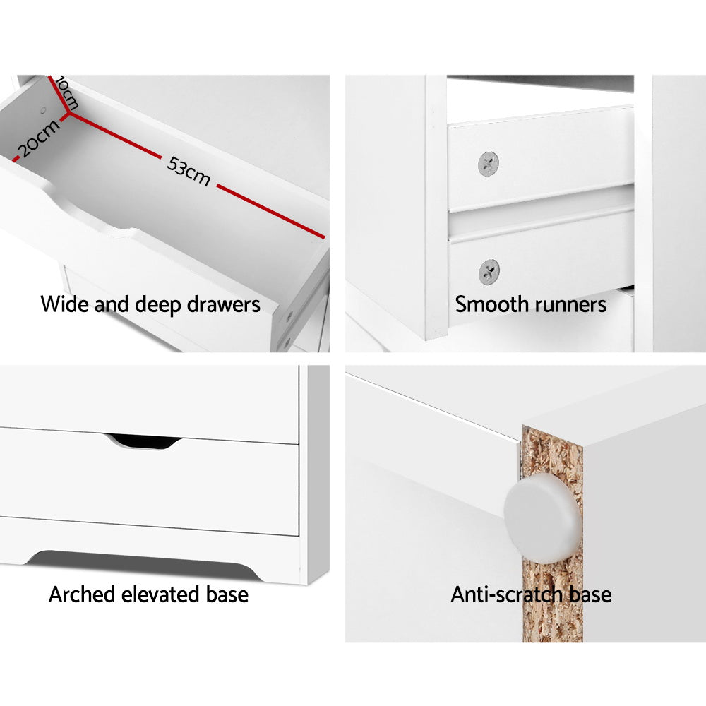 Artiss Bookshelf with Drawers - NANA White - STripleB 