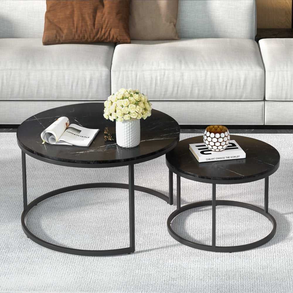 Artiss Nesting Coffee Table Set of 2 Marble Effect Tika - STripleB 