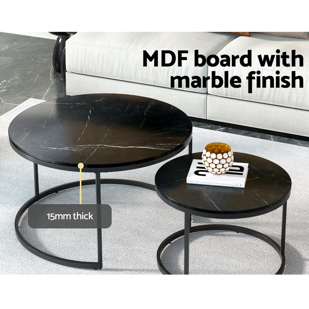 Artiss Nesting Coffee Table Set of 2 Marble Effect Tika - STripleB 