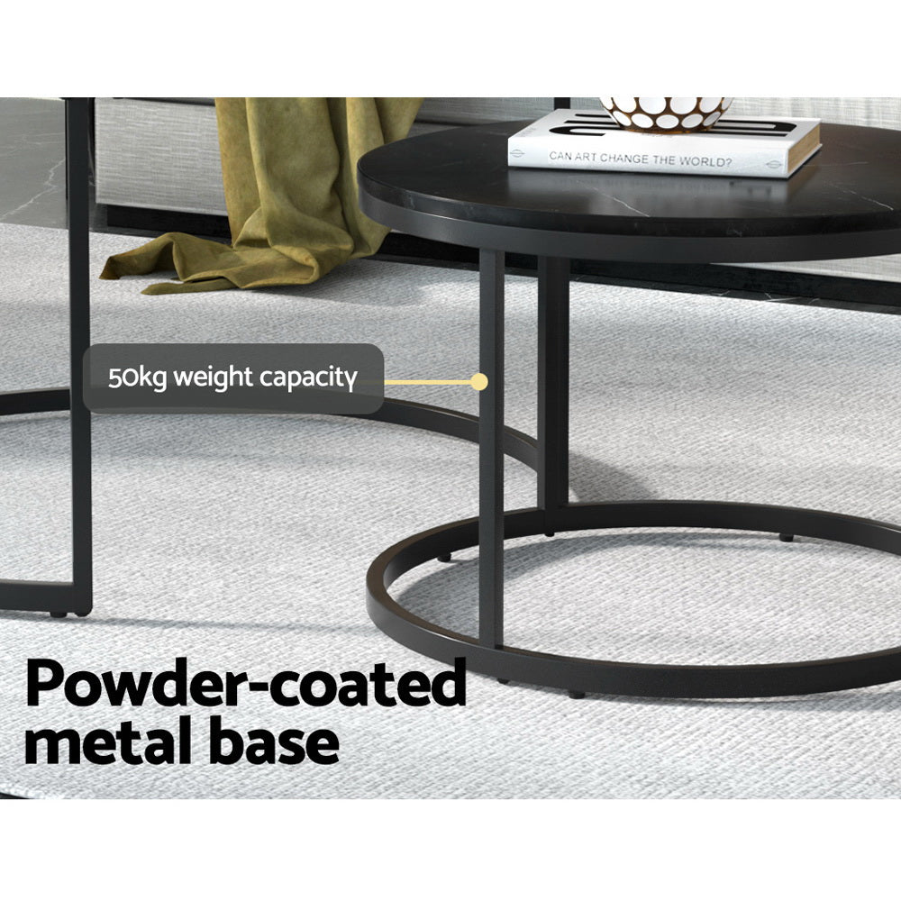 Artiss Nesting Coffee Table Set of 2 Marble Effect Tika - STripleB 