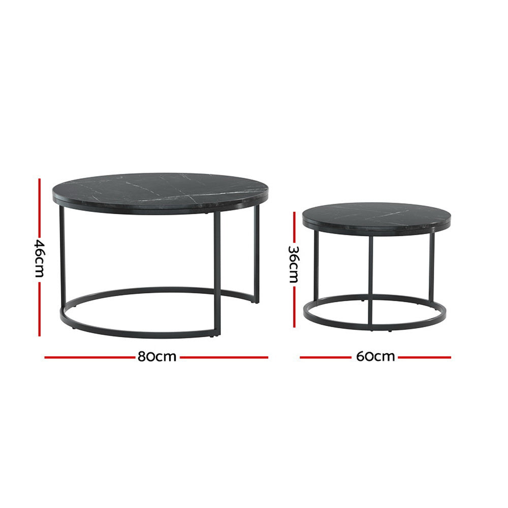 Artiss Nesting Coffee Table Set of 2 Marble Effect Tika - STripleB 