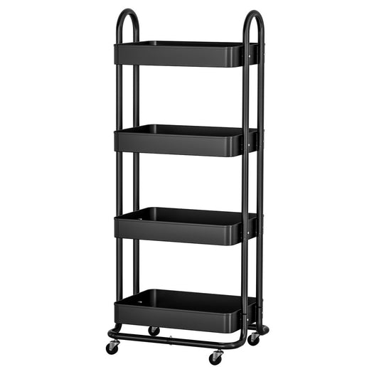 Artiss Storage Trolley Kitchen Cart 4 Tiers Black - STripleB