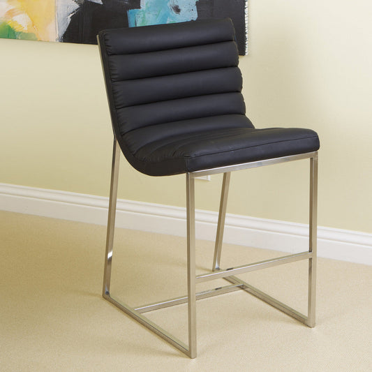 Auburn Modern Leather Bar Chair BarStool In Black - STripleB