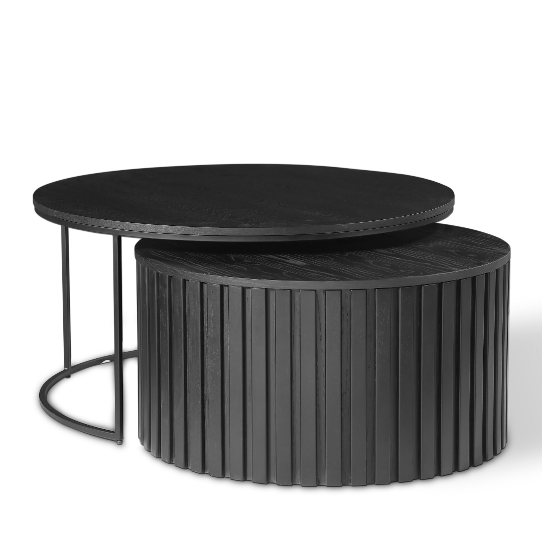 Apollo Bay Coffee Table Set-Black Ash Pleated - STripleB 