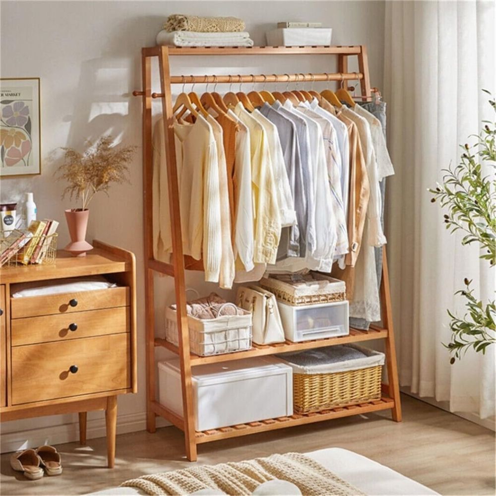 Bamboo Garment Rack for Heavy-Duty Clothing Storage - STripleB
