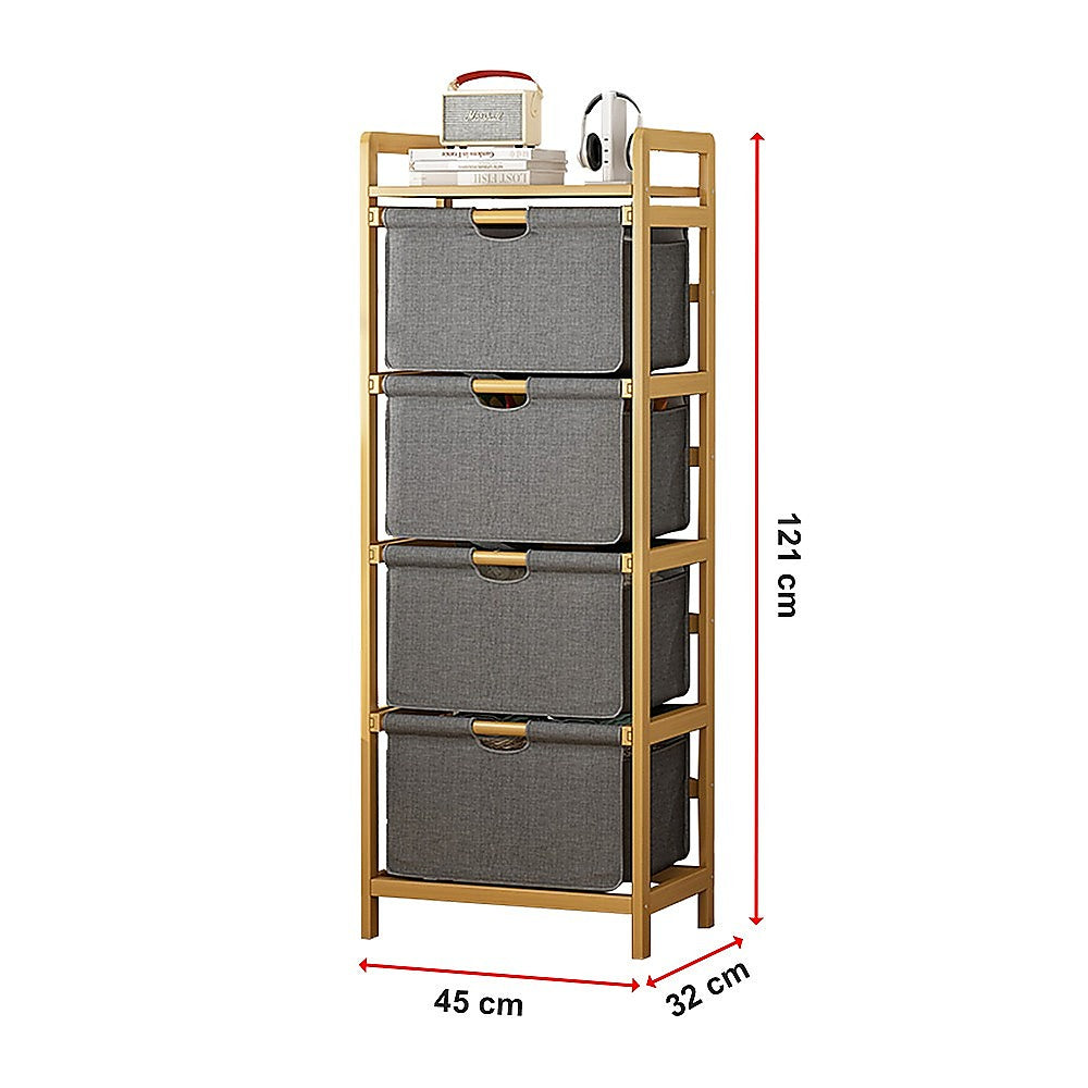 Bamboo Shelf with Storage Hamper  -STripleB
