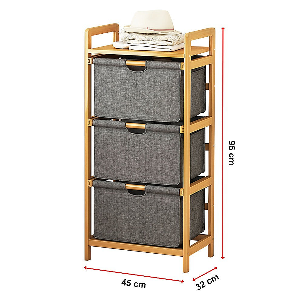 Bamboo Shelf with Storage Hamper - STripleB
