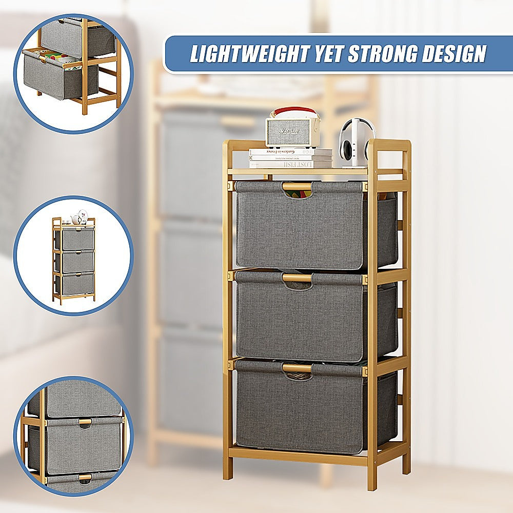 Bamboo Shelf with Storage Hamper  - STripleB
