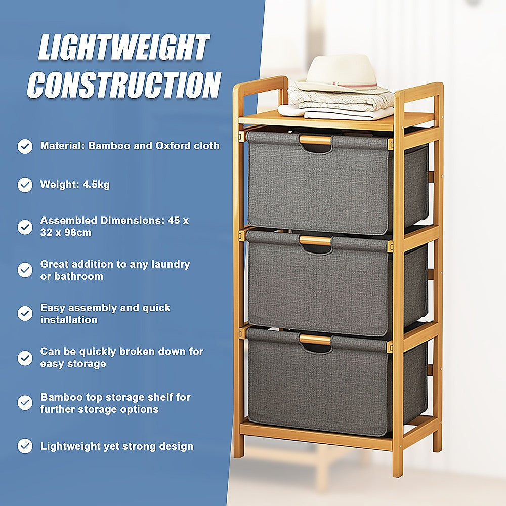 Bamboo Shelf with Storage Hamper - STripleB