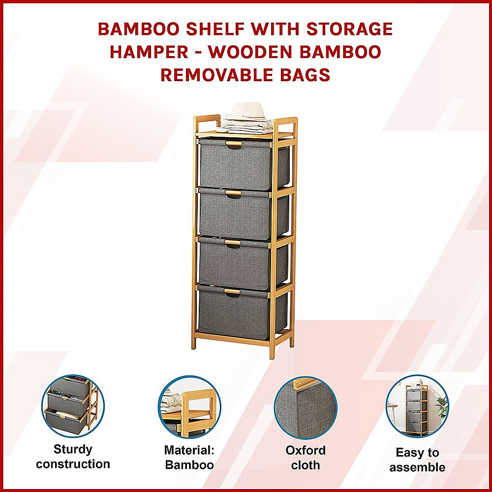 Bamboo Shelf with Storage Hamper - STripleB