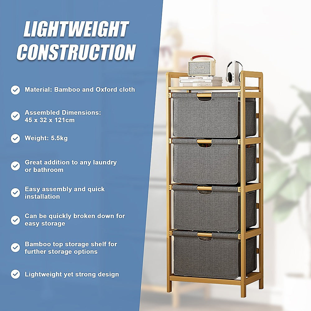 Bamboo Shelf with Storage Hamper  - STripleB