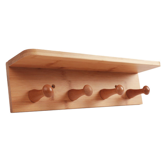 Bamboo Wall Hooks and Shelf - STripleB