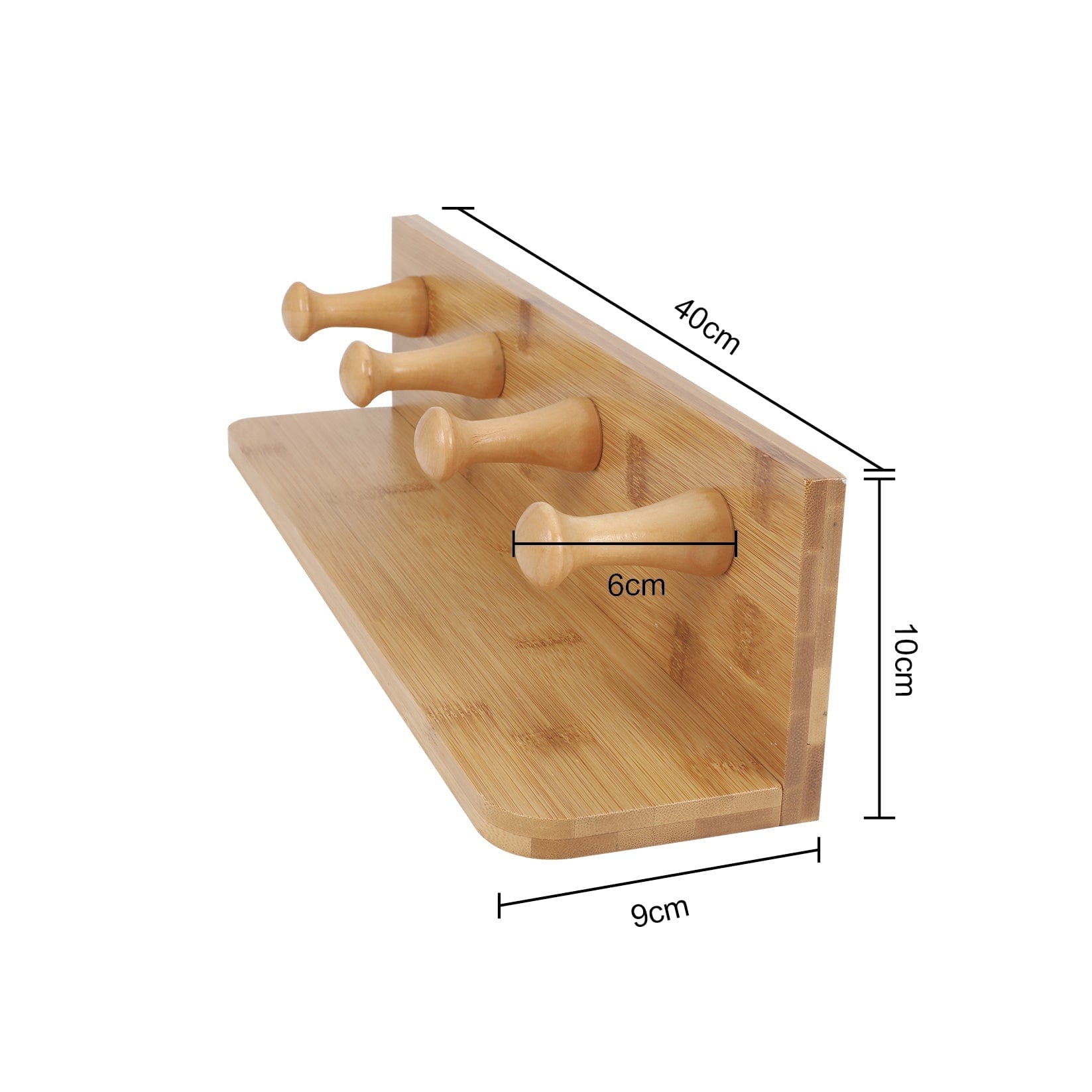Bamboo Wall Hooks and Shelf - STripleB