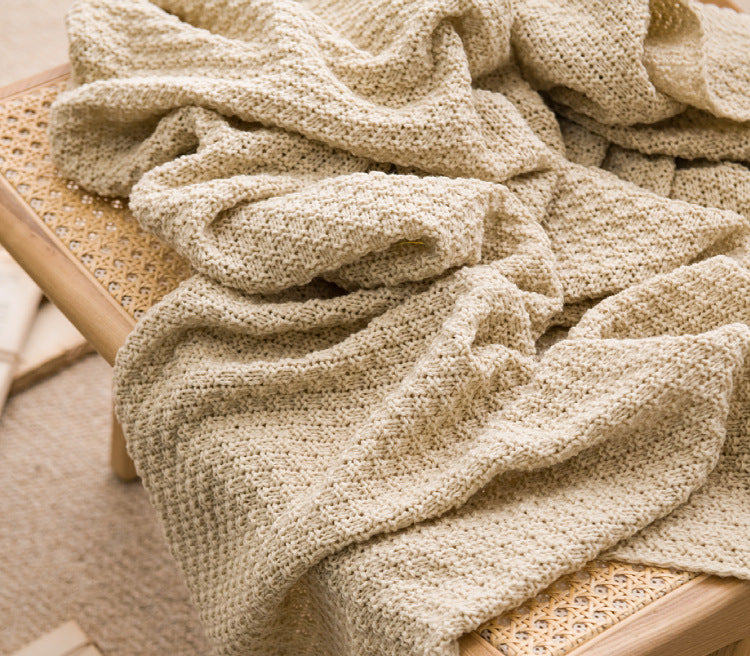 Beige 110cm x 150cm Soft Tassel Throw Blanket for Sofa or Bed, Cozy  Casual Blanket for Office Nap, Minimalist Bed End Cover - STripleB 