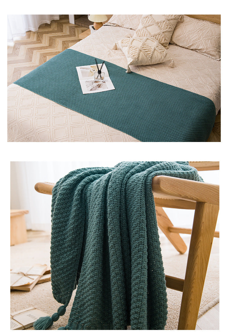 Beige 110cm x 150cm Soft Tassel Throw Blanket for Sofa or Bed, Cozy  Casual Blanket for Office Nap, Minimalist Bed End Cover - STripleB 