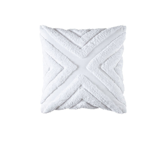 Bianca Haven White Cotton Chenille Square Cushion - STripleB