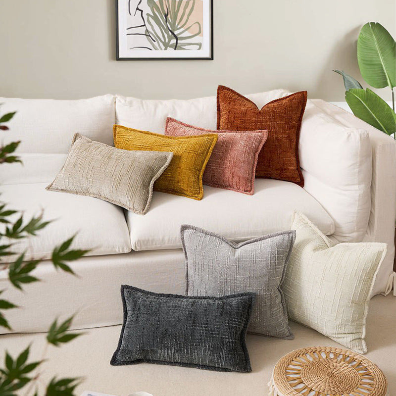 Black - Chenille Crosshatch Textured Pillow Covers - Set of 2 - STripleB