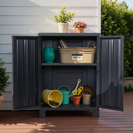 Black - Outdoor Storage Cabinet Box - 92cm x STripleB