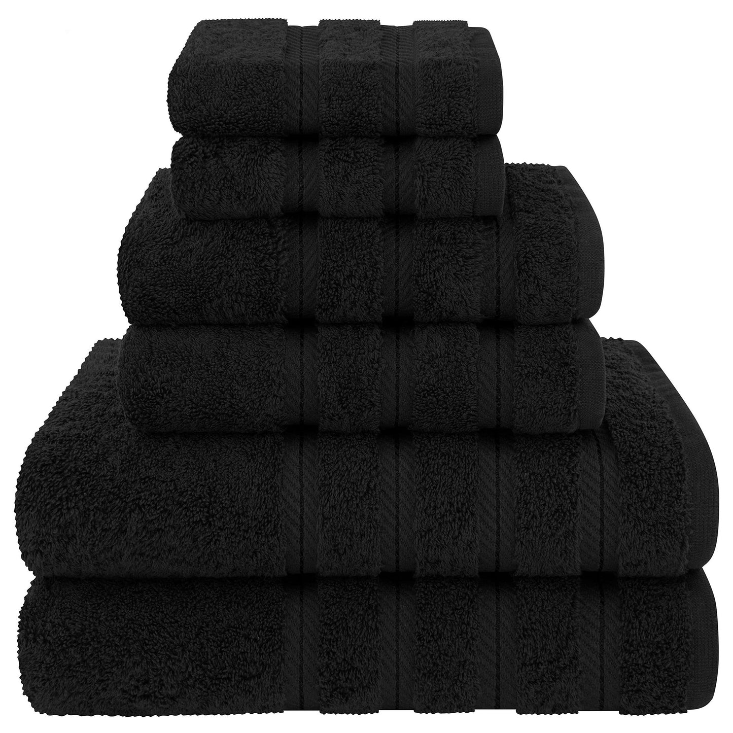 Black Luxury 6-Piece Combed Cotton Towel Bale Set - Ultra Soft & Absorbent Bath, Hand, Face Towels - STripleB 