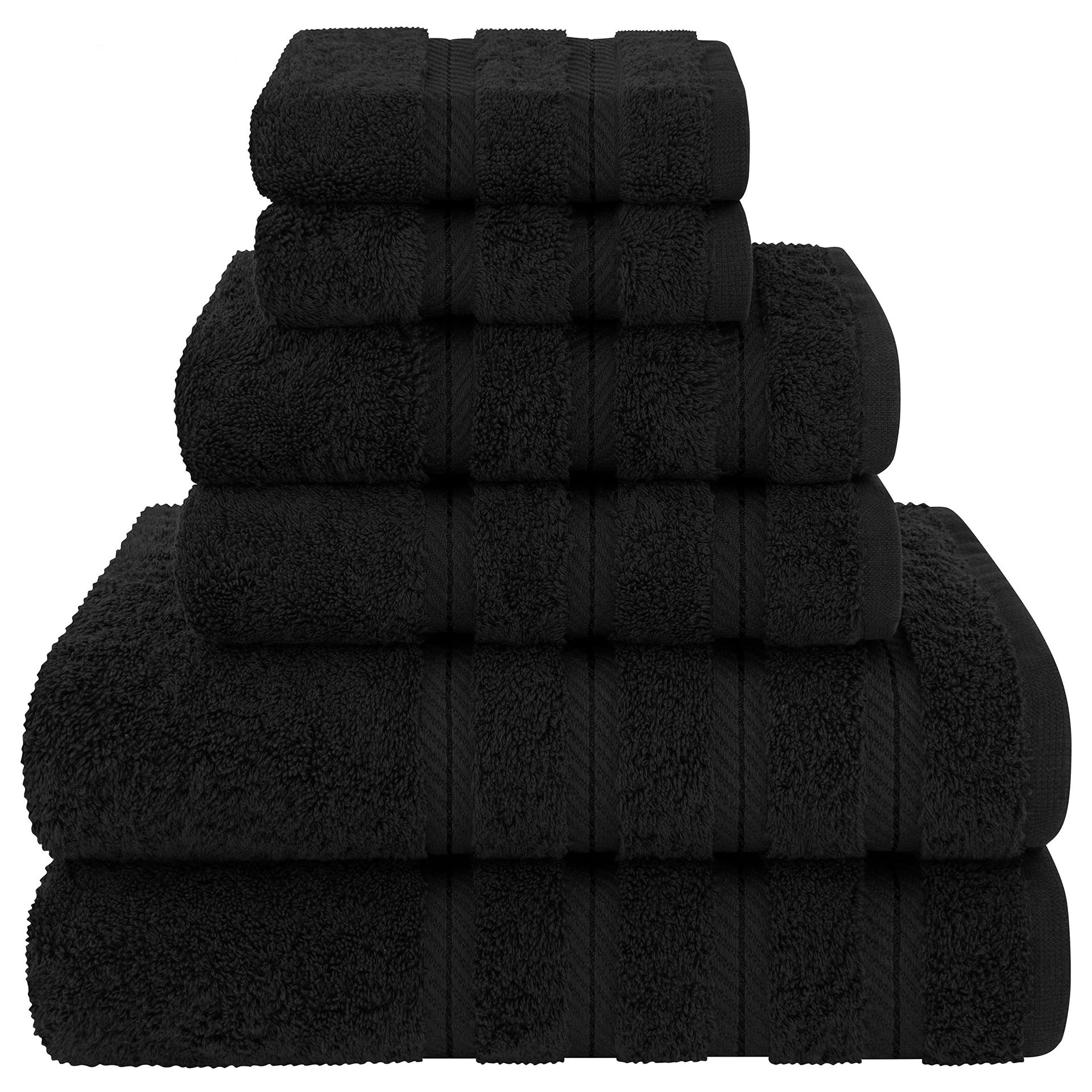 Black Luxury 6-Piece Combed Cotton Towel Bale Set - Ultra Soft & Absorbent Bath, Hand, Face Towels - STripleB 