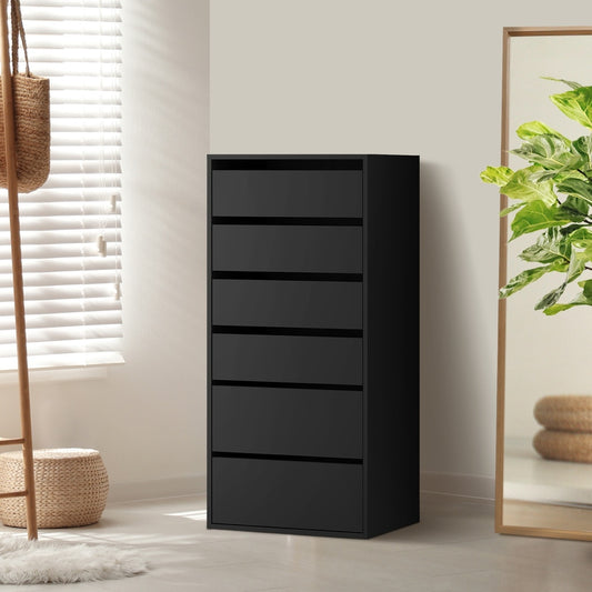 Black Wardrobe Shelf Unit with 6 Drawers - STripleB