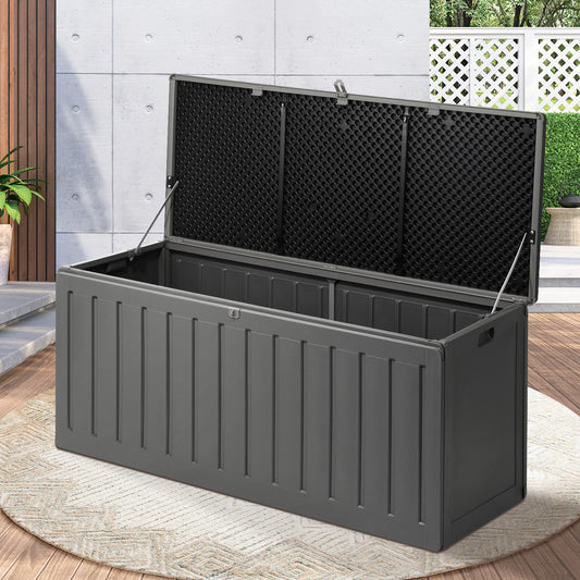 Outdoor Storage Bench Box 490L Black and Grey - STripleB