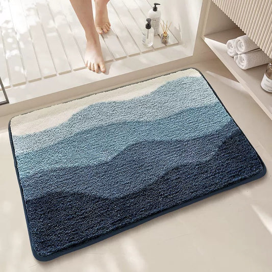 Blue Bath Mat - Super Absorbent, Non-Slip Bathroom Floor Mat - 50x80cm - STripleB 