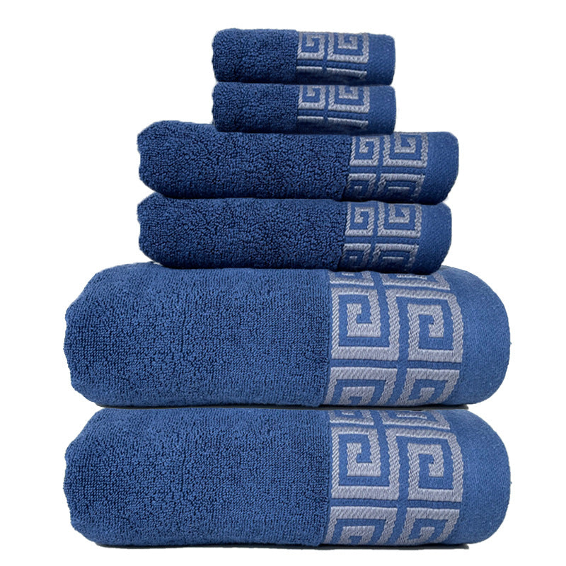 Blue Luxury Cotton Towel Set - 6-Piece Highly Absorbent Bath & Hand Towels - STripleB 