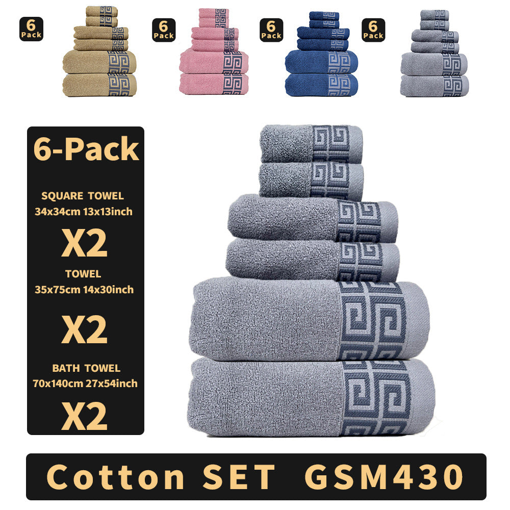 Blue Luxury Cotton Towel Set - 6-Piece Highly Absorbent Bath & Hand Towels - STripleB 