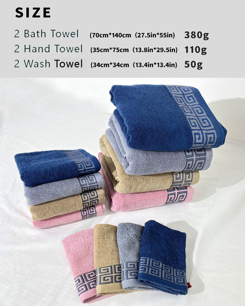 Blue Luxury Cotton Towel Set - 6-Piece Highly Absorbent Bath & Hand Towels - STripleB 