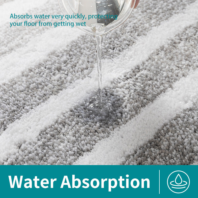 Blue Stripes Absorbent Striped Bathroom Rug - Non-Slip Bath Mat for Bathroom, Toilet & Shower Room Entrance 50x80cm - STripleB 