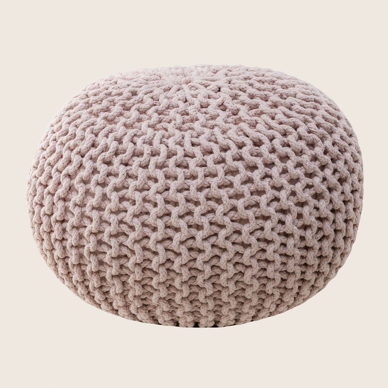 Braided Ottoman Pouffe Footstool Hand Knitted - (Blush Pink) - STripleB