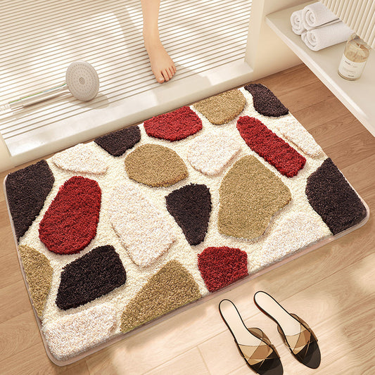 Brown Stone Bath Mat - Super Absorbent, Non-Slip Bathroom Floor Mat - 50x80cm - STripleB 