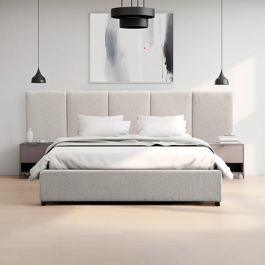 CBD8757-MI King Bed Frame - Clay Grey with Storage - STripleB