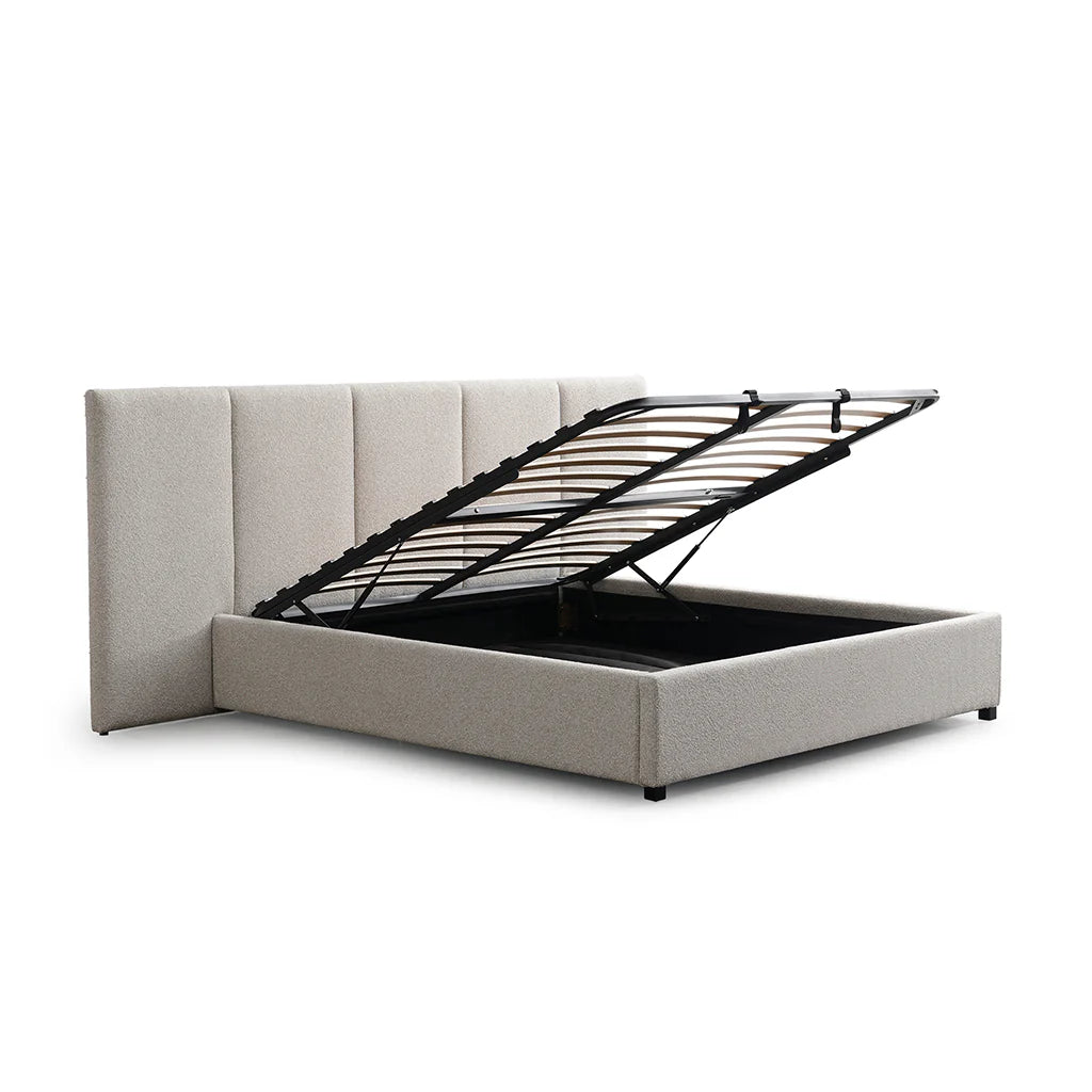 CBD8757-MI King Bed Frame - Clay Grey with Storage - STripleB