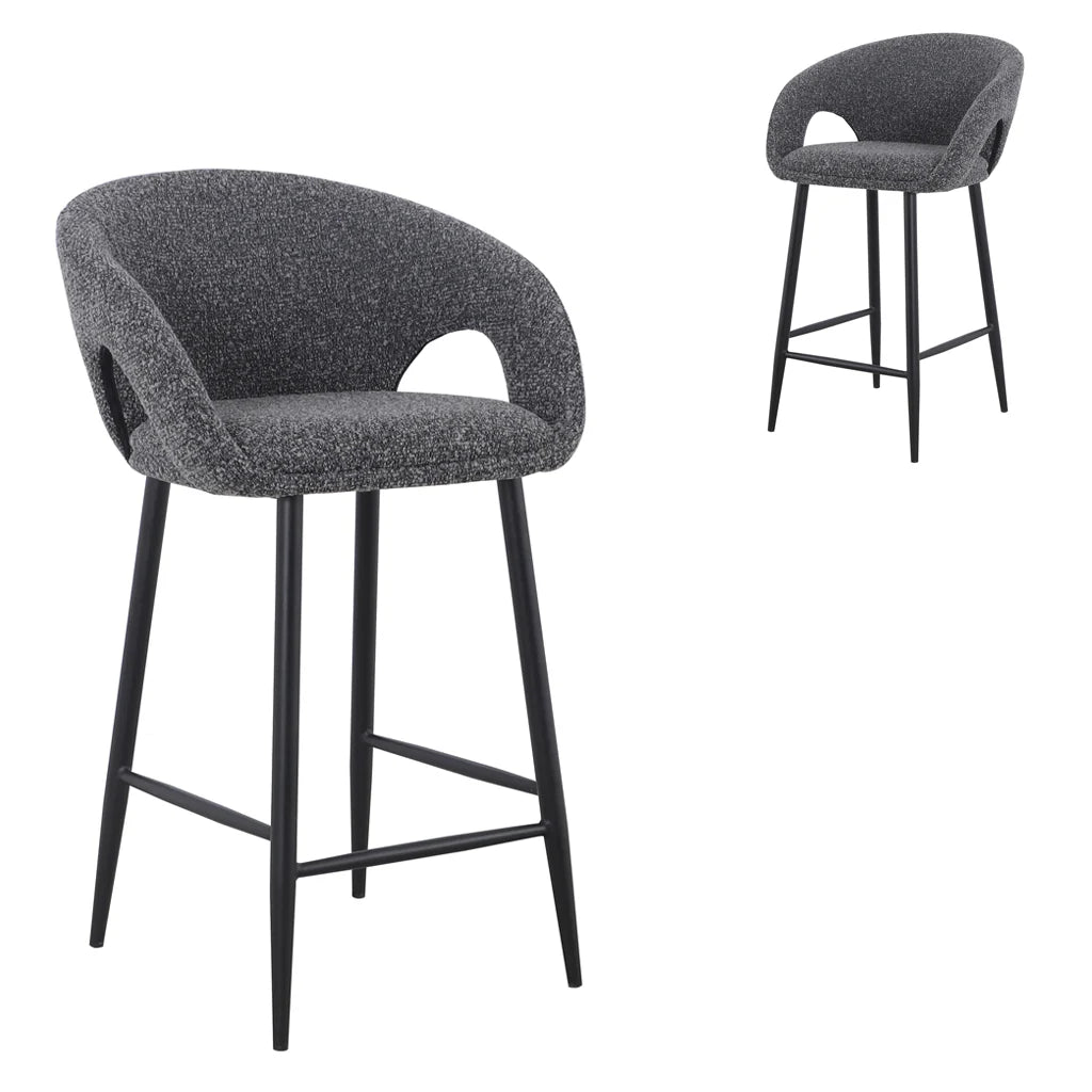 CBS8900-ST 65cm Bar Stool - Anthracite Grey Boucle (Set of 2) - STripleB