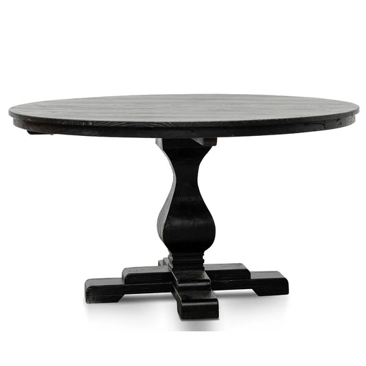 CDT2480 Reclaimed 140cm Round Dining Table - Rustic Black - STripleB