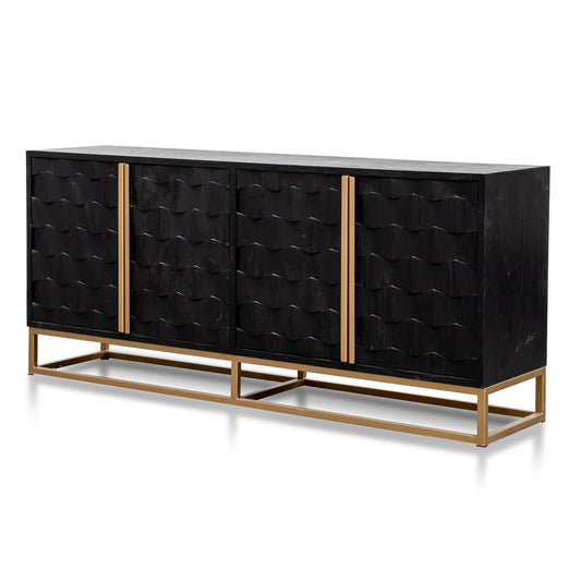 CDT2922-NI 1.78m Sideboard - Black Wood with Gold Handle - STripleB