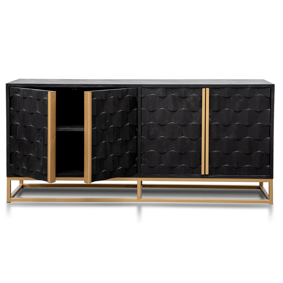 CDT2922-NI 1.78m Sideboard - Black Wood with Gold Handle - STripleB