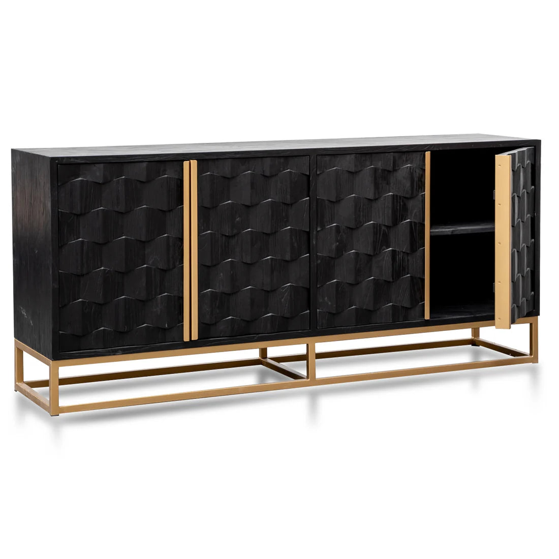 CDT2922-NI 1.78m Sideboard - Black Wood with Gold Handle - STripleB