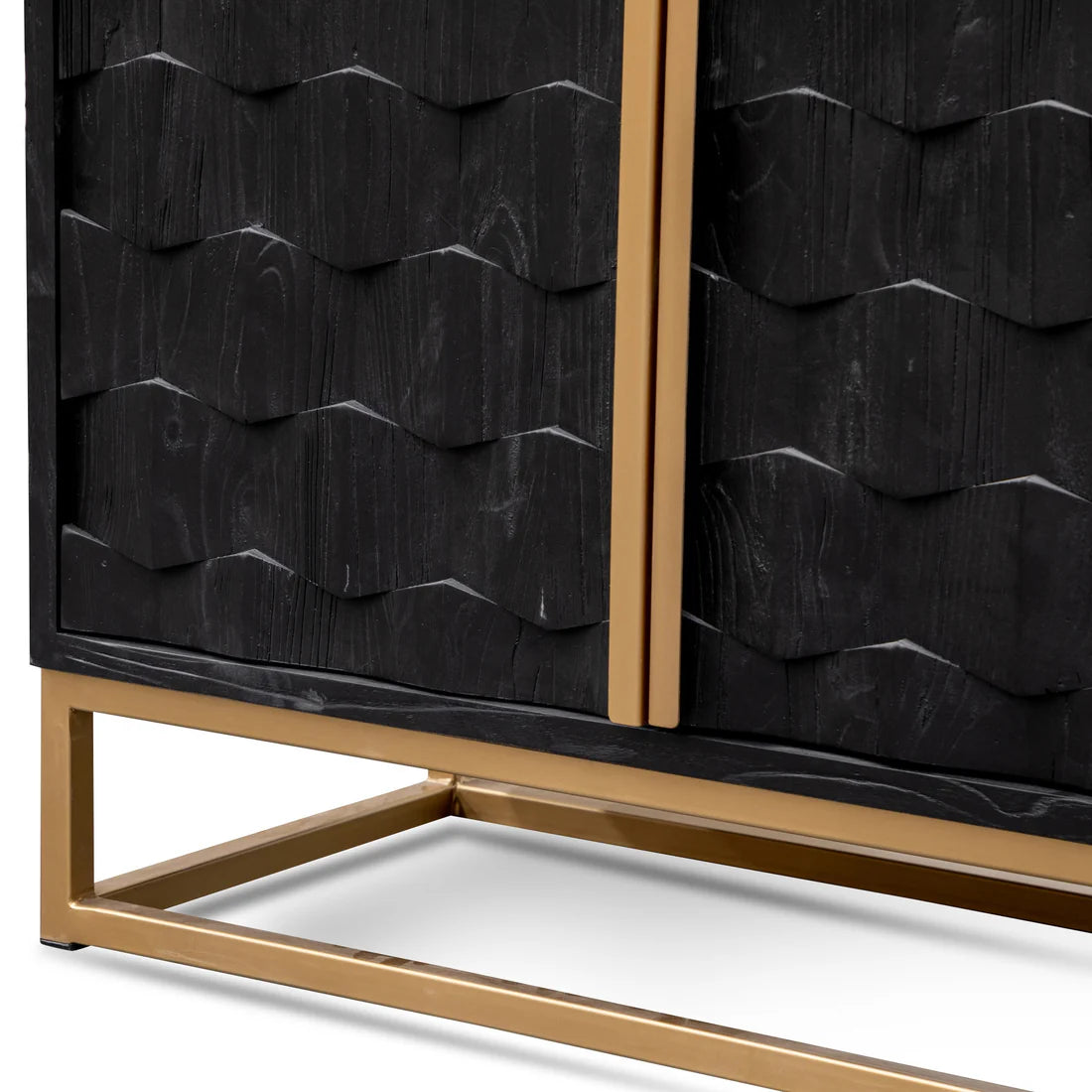 CDT2922-NI 1.78m Sideboard - Black Wood with Gold Handle - STripleB