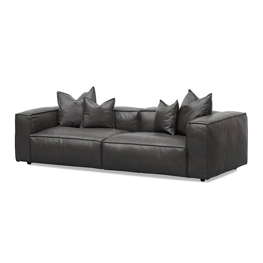 CLC8318-KSO 4-Seater Sofa with Cushion and Pillow - Shadow Grey Leather - STripleB