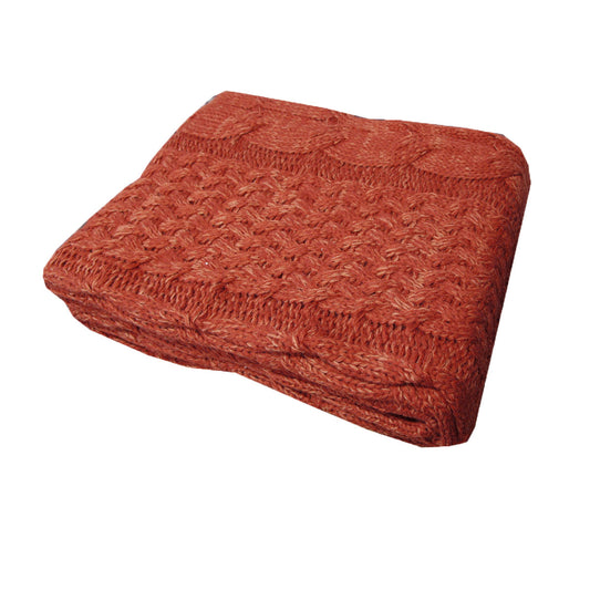 Cable Red Knitted Throw Rug - STripleB 