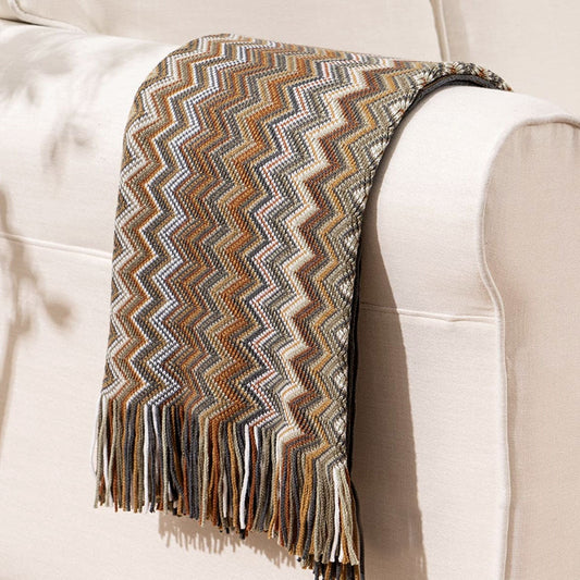 Caribbean Brown Mix Knitted Throw Rug - STripleB 