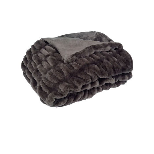 Chocolate - Faux Fur Throw Rug - 130 x 160cm - STripleB
