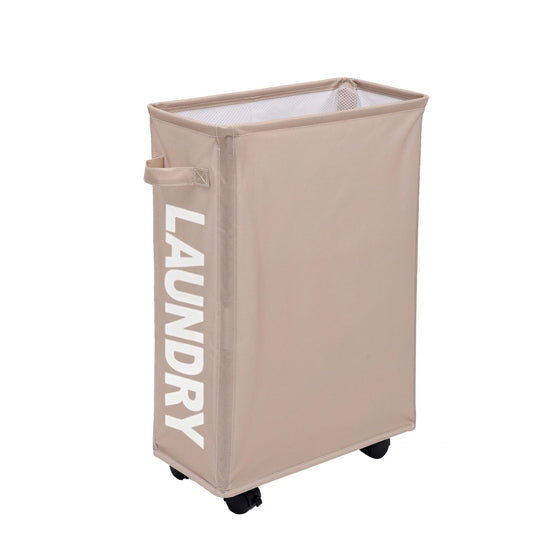 Coffee - Rolling Laundry Basket with Wheels - 42L - STripleB
