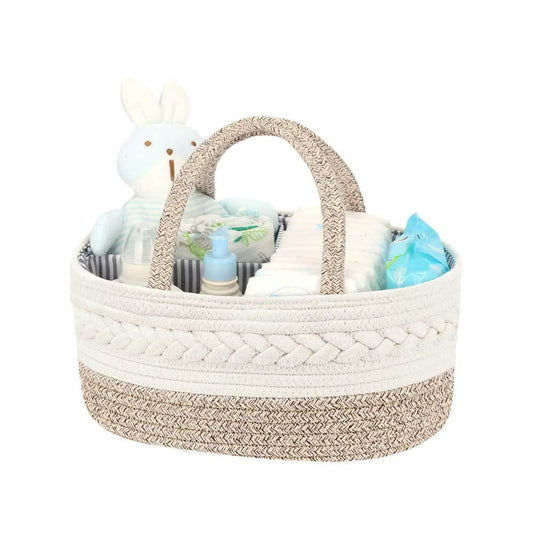 Coffee Stylish Cotton Rope Basket for Clothing & Toys - Woven Storage Organizer, 38x23x18cm - STripleB